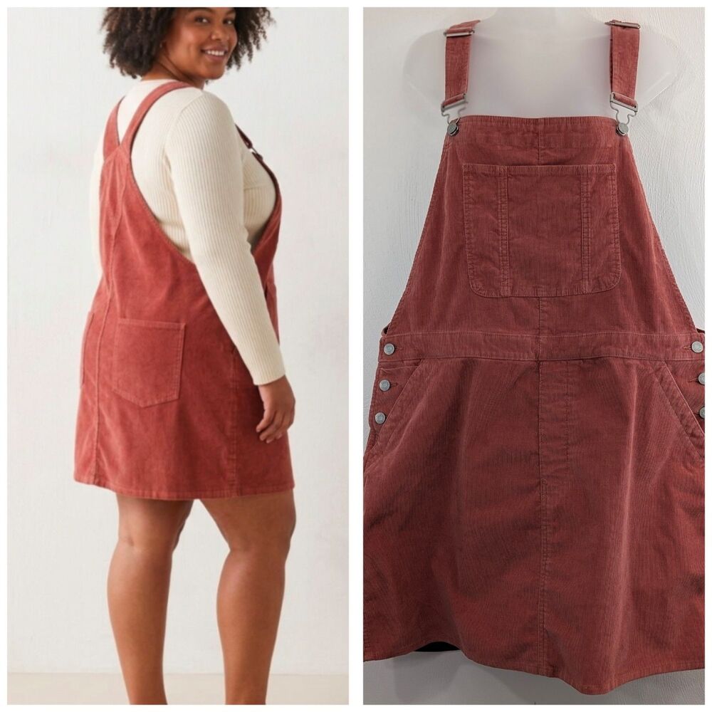Gap XLT Mauve/Pink Corduroy Overall Pinafore Mini Dress Festival Apple Picking